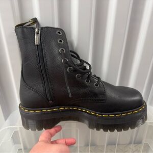 NEW Dr.Martens Platform Boots - Black Leather, Side Zipper - NEVER WORN